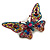 55g/ Large Multicoloured Crystal Butterfly Brooch in Gold Tone - 12cm Across - view 6