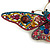 55g/ Large Multicoloured Crystal Butterfly Brooch in Gold Tone - 12cm Across - view 7
