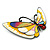 Multicoloured Enamel Asymmetric Butterfly Brooch in Black Tone - 50mm Across - view 4