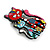 Multicoloured Enamel Cat Family Brooch in Black Tone - 50mm Tall - view 4