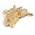 Crystal Pearl Butterfly Brooch in Gold Tone/ Light Blue - 55mm Tall - view 4