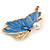 Crystal Pearl Butterfly Brooch in Gold Tone/ Light Blue - 55mm Tall - view 5