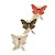 3Pcs White/Pink/Black Enamel Butterfly Brooch Set in Gold Tone - view 2