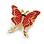 3Pcs Red/Teal/Black Enamel Butterfly Brooch Set in Gold Tone - view 7