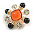 Vintage Style Crystal/ Glass/ Resin Beaded Cross Brooch in Gold Tone (Red/Black/Clear) - 50mm Tall - view 2