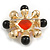 Vintage Style Crystal/ Glass/ Resin Beaded Cross Brooch in Gold Tone (Red/Black/Clear) - 50mm Tall - view 5