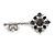 Vintage Inspired Crystal Key Brooch in Silver Tone - 65mm Long - view 4