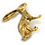 Vintage Inspired Etched Hare/Rabbit Brooch In Aged Gold Tone - 55mm Across - view 6