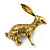 Vintage Inspired Etched Hare/Rabbit Brooch In Aged Gold Tone - 55mm Across - view 7