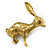 Vintage Inspired Etched Hare/Rabbit Brooch In Aged Gold Tone - 55mm Across - view 8