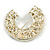 Crystal C Shape/ Horseshoe Brooch in Gold Tone - 40mm Across - view 8
