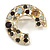 Crystal C Shape/ Horseshoe Brooch in Gold Tone - 40mm Across - view 3