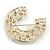 Crystal C Shape/ Horseshoe Brooch in Gold Tone - 40mm Across - view 6