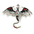 Striking Black/Grey Enamel Red Crystal Dragon Brooch/ Pendant in Aged Silver Tone - 70mm Across - view 8