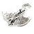 Striking Black/Grey Enamel Red Crystal Dragon Brooch/ Pendant in Aged Silver Tone - 70mm Across - view 4