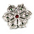 Vintage Inspired Turkish Style Crystal Flower Brooch/Pendant in Aged Silver Tone in Green/Red/Clear- 55mm Diameter - view 4