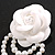 Large Snow White Layered Felt Fabric Rose Flower with White Faux Pearl Beaded Dangle Brooch/65mm Diameter/10.5cm Total Drop - view 8