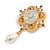 Statement Crystal Cameo Charm Brooch in Gold Tone - 90mm Long - view 2