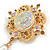 Statement Crystal Cameo Charm Brooch in Gold Tone - 90mm Long - view 4