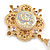 Statement Crystal Cameo Charm Brooch in Gold Tone - 90mm Long - view 5