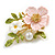 Romantic Floral Brooch in Gold Tone (Pink/White/Green) - 50mm Across - view 2