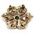 Vintage Inspired Turkish Style Crystal Flower Brooch/Pendant in Aged Gold Tone in Green/Red/Clear- 55mm Diameter - view 5