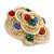 Victorian Style Multicoloured Stone Corsage Brooch in Gold Tone - 50mm Across - view 5