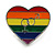 25mm Tall/ LGBTQ Gay Pride Multicoloured Enamel Heart Pin Brooch in Silver Tone