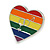 25mm Tall/ LGBTQ Gay Pride Multicoloured Enamel Heart Pin Brooch in Silver Tone - view 2