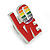 LGBTQ Gay Pride Multicoloured Enamel 'LOVE' Pin Brooch in Silver Tone - 25mm Tall - view 4