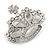 Clear Crystal Crown Brooch in Silver Tone Metal - 45mm Across - view 2