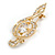 Gold Tone Clear Crystal Music Treble Clef Brooch - 40mm Tall - view 4