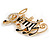 Black/ White Enamel Crystal Musical Notes Brooch In Gold Tone - 65mm L - view 4