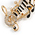 Black/ White Enamel Crystal Musical Notes Brooch In Gold Tone - 65mm L - view 5