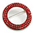 Red Crystal Open Cut Circle Brooch In Rhodium Plating - 50mm - view 3