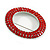 Red Crystal Open Cut Circle Brooch In Rhodium Plating - 50mm - view 5