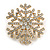 Clear Crystal Snowflake Brooch In Gold Tone - 40mm Diameter