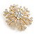 Clear Crystal Snowflake Brooch In Gold Tone - 40mm Diameter - view 4