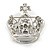 Clear Crystal Crown Brooch in Silver Tone Metal - 40mm Tall - view 6
