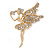 Clear Crystal Fairy Brooch In Gold Tone Metal - 50mm L - view 2