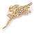 Clear Crystal Fairy Brooch In Gold Tone Metal - 50mm L - view 4