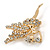 Clear Crystal Fairy Brooch In Gold Tone Metal - 50mm L - view 5