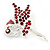 Ruby Red Crystal Fairy Brooch In Silver Tone Metal - 50mm L - view 3