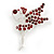 Ruby Red Crystal Fairy Brooch In Silver Tone Metal - 50mm L - view 6