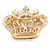 Red/ AB Crystal 'Queenie' Crown Brooch In Gold Tone Metal - 55mm Across - view 5