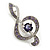 Amethyst Purple Crystal Treble Clef Musical Brooch in Gold Tone - 40mm Tall - view 2