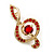 Red Crystal Treble Clef Musical Brooch in Gold Tone - 40mm Tall - view 3