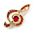 Red Crystal Treble Clef Musical Brooch in Gold Tone - 40mm Tall - view 4