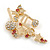 Musical Notes and Stars Crystal Brooch in Gold Tone - 50mm Tall - view 5