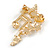 Musical Notes and Stars Crystal Brooch in Gold Tone - 50mm Tall - view 6